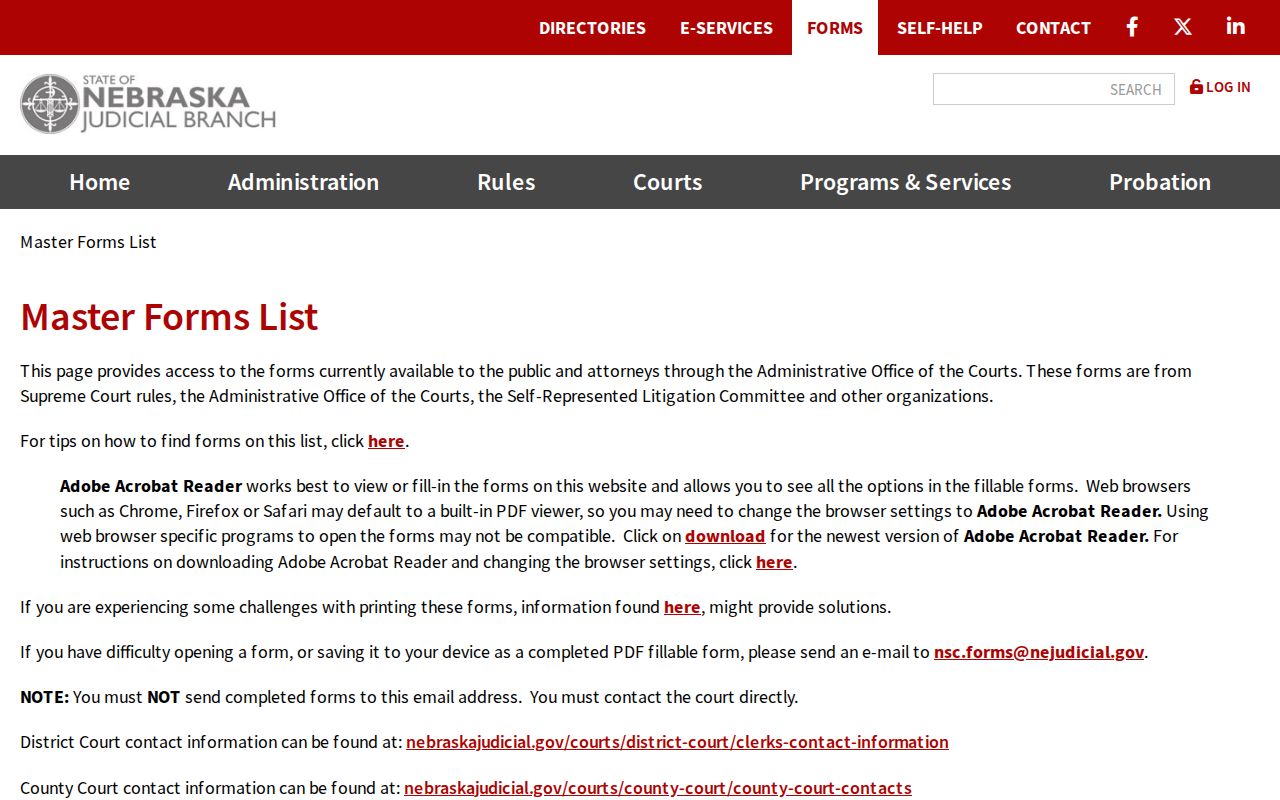 Harlan County bench warrants Nebraska court forms index