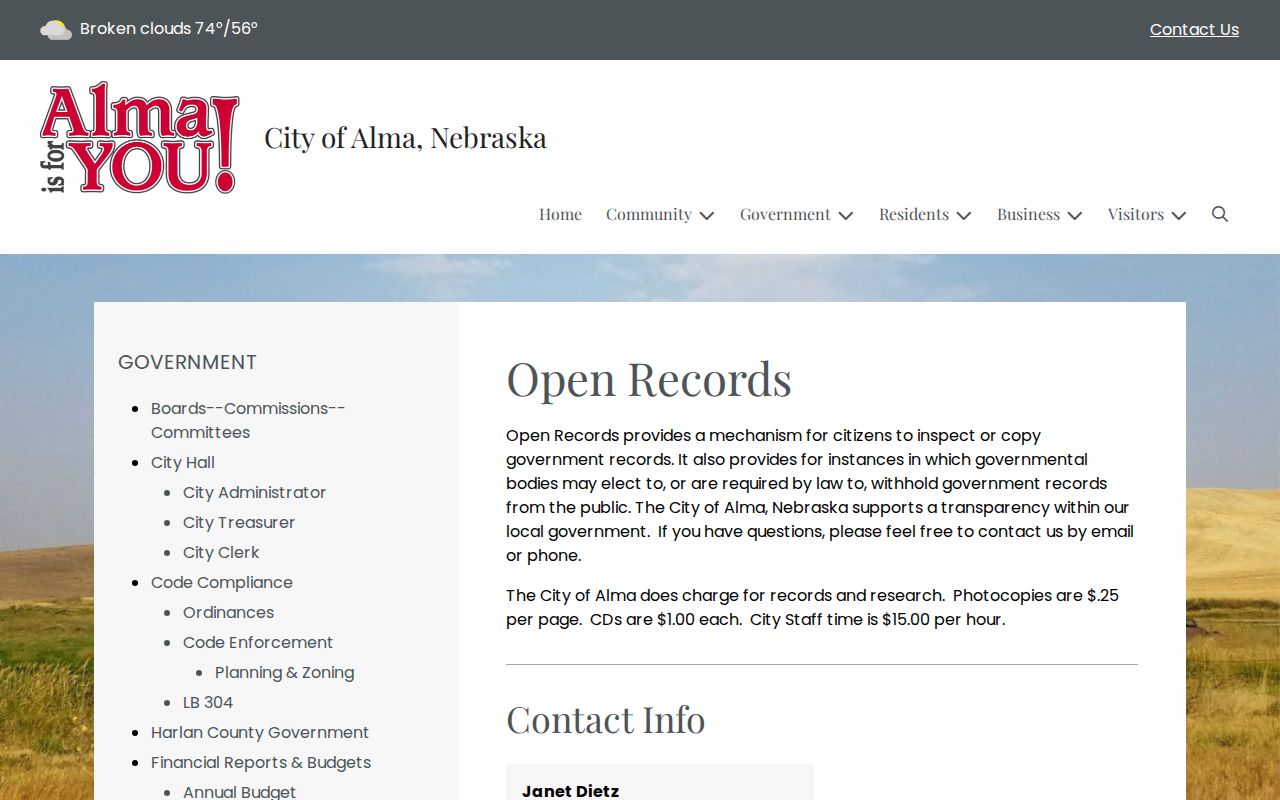 Alma warrant records Harlan County City Hall and records source