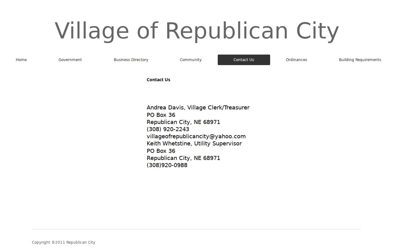 Republican City warrant records village clerk contact source